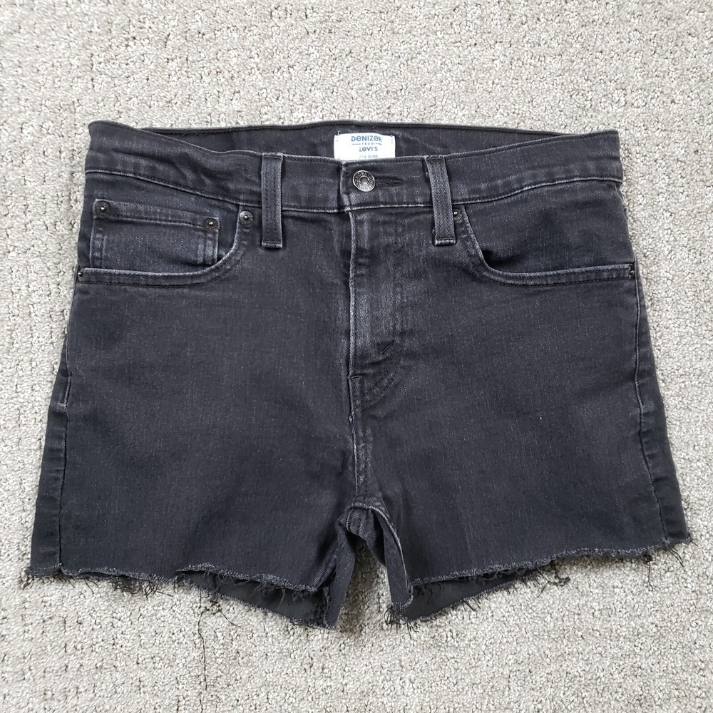 Denizen Levis Shorts Womens 31 Black 216 Slim Cut Off Denim Jean Grunge Goth